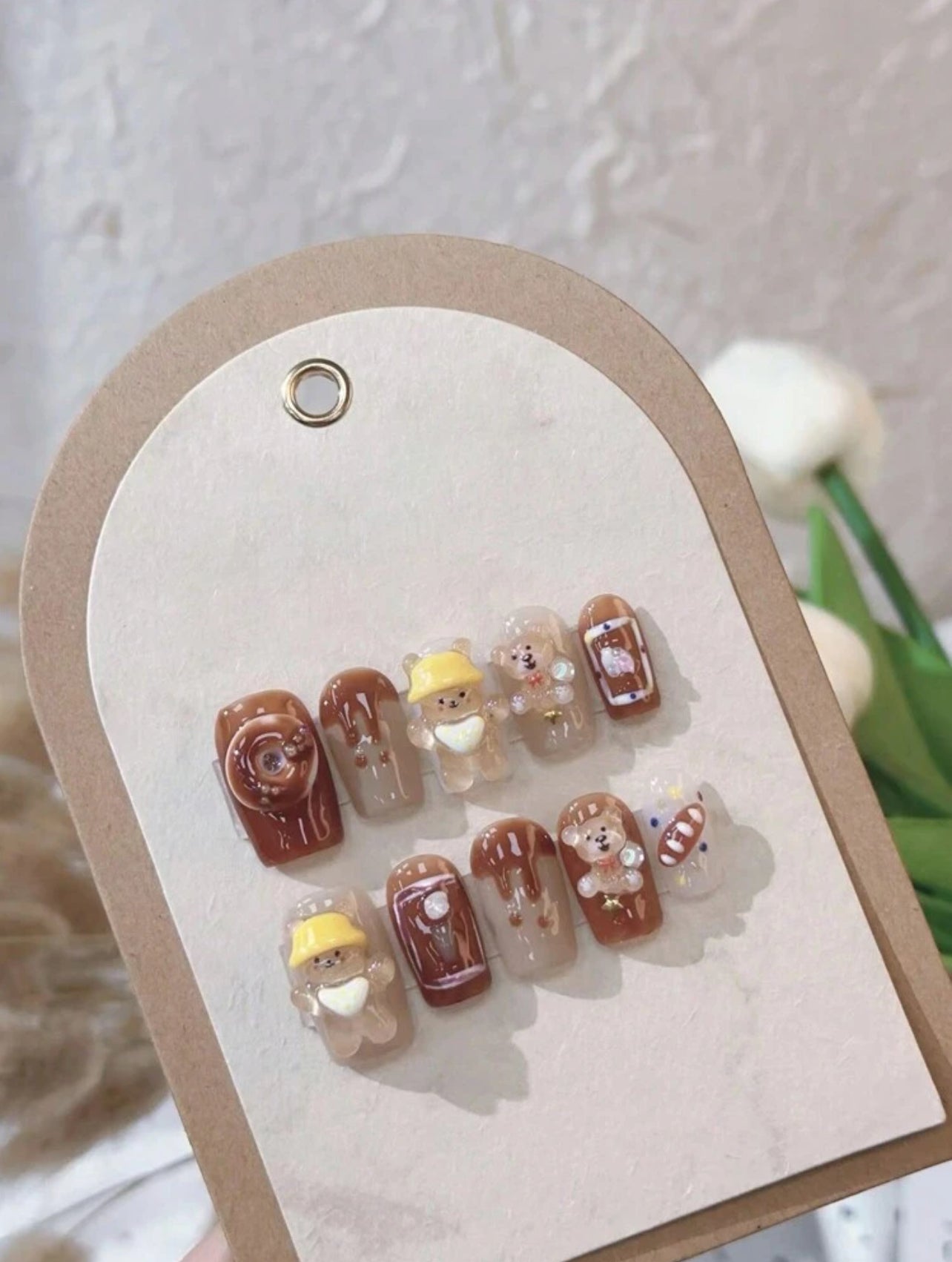 Cute Bears 🐻- Press on nails (10Pcs, Short Square)