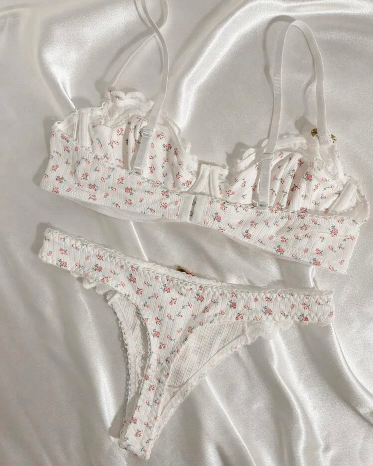 Pretty Doll | Spring flowers Thong and Bra Set