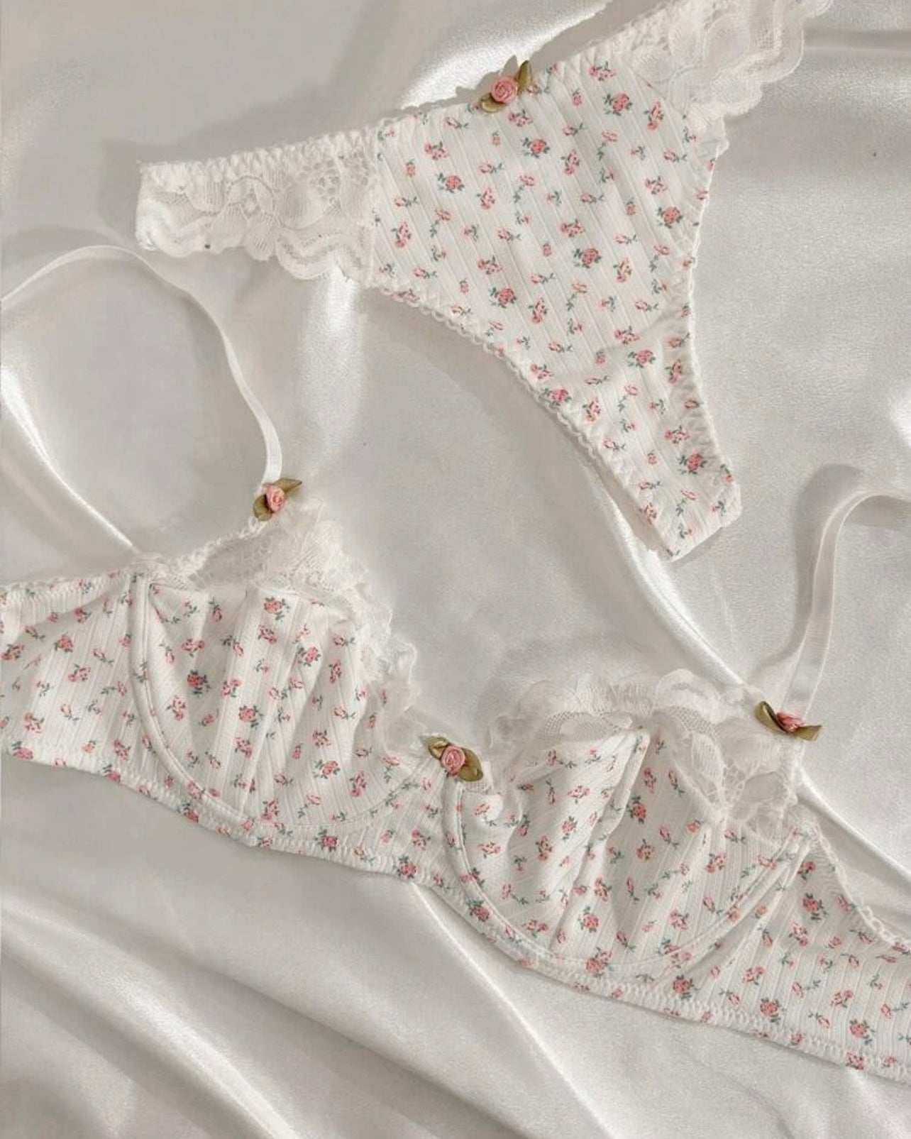 Pretty Doll | Spring flowers Thong and Bra Set
