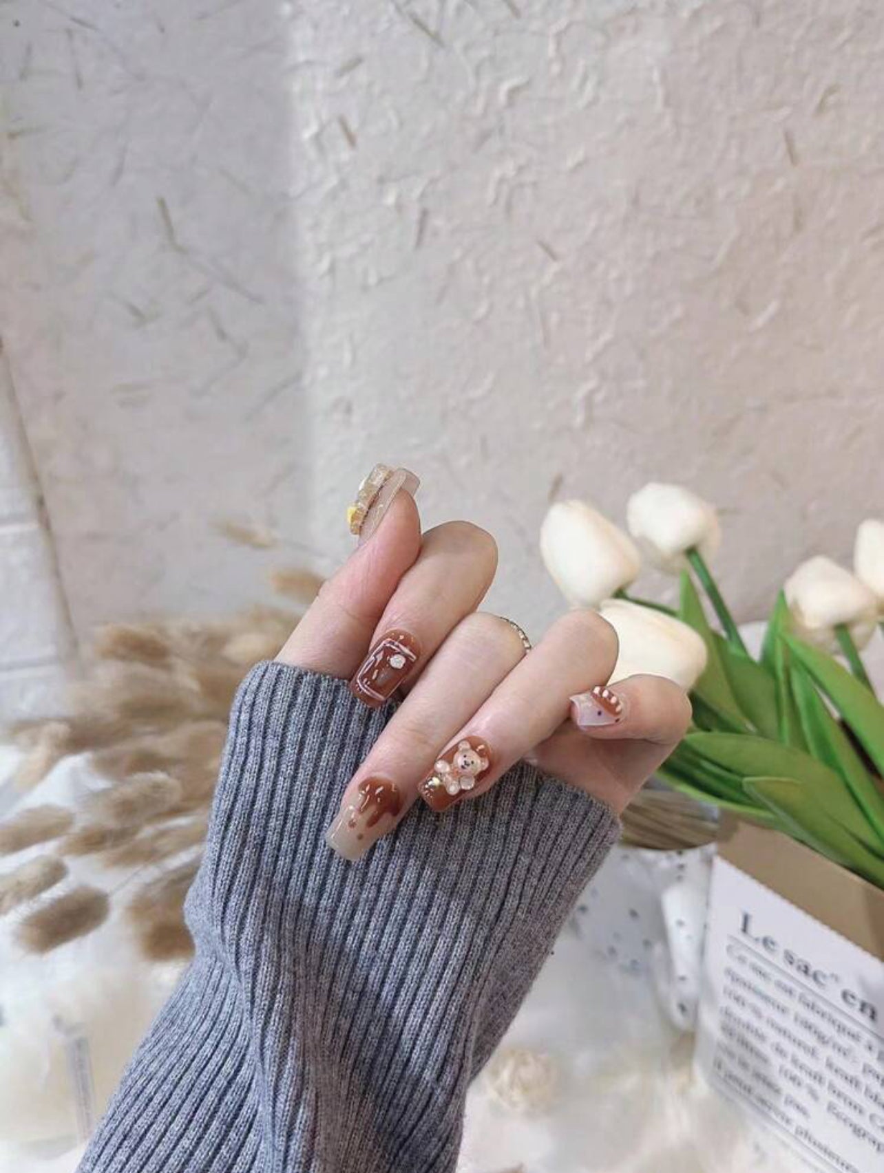 Cute Bears 🐻- Press on nails (10Pcs, Short Square)