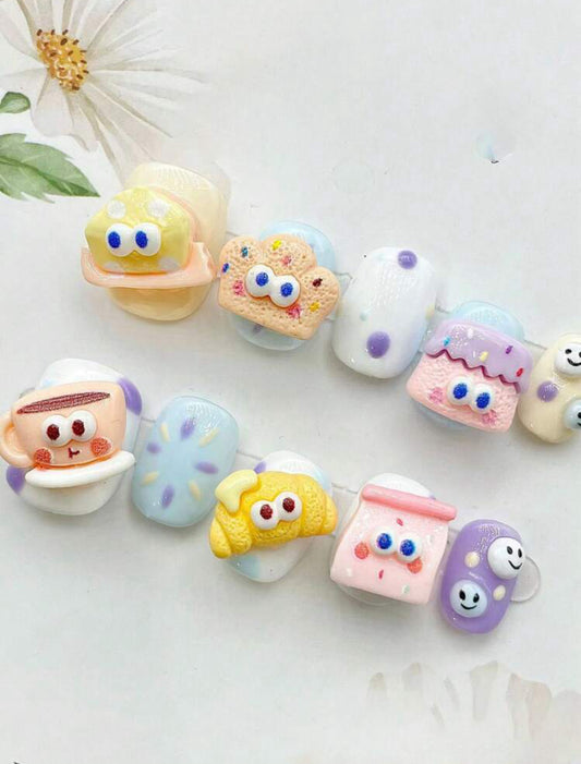 Tasty Dessert 🧁 - Press on nails (10Pcs, Short Square)