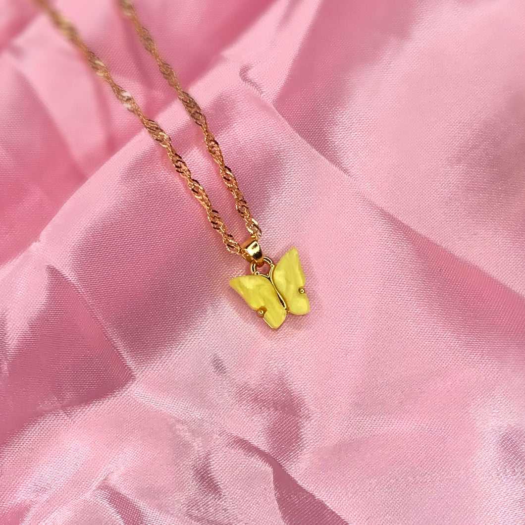 BUTTERFLY PENDANT YELLOW NECKLACE