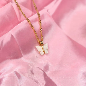 Hot Pink Butterfly Charm Necklace