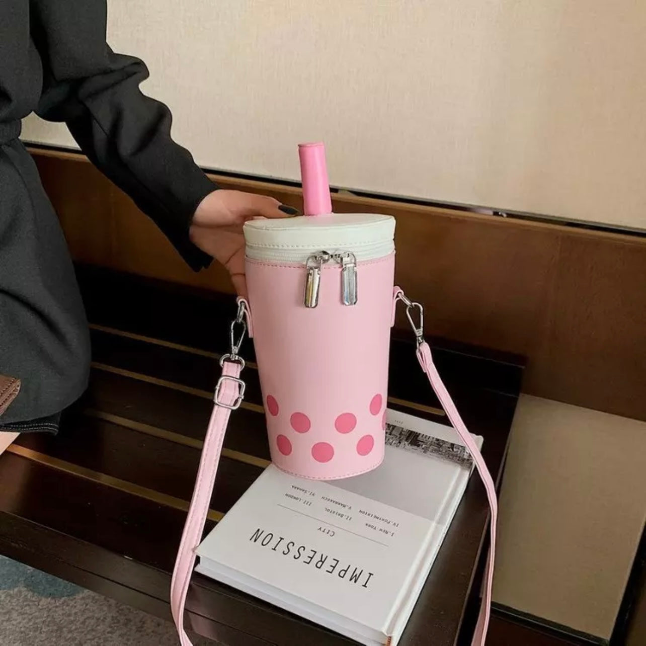 STRAWBERRY MILK BUBBLE TEA SHOULDER BAG